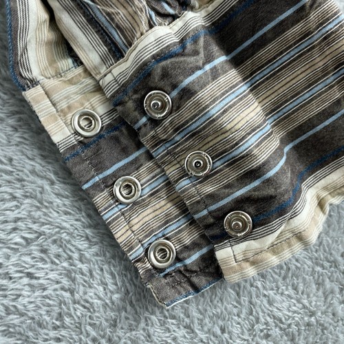 7 Diamonds Mens Striped Button-Up Long Sleeve Shirt Size L 0385 - Picture 6 of 10