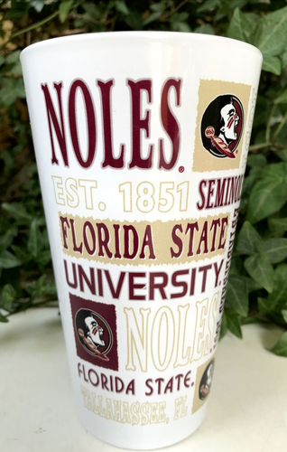 Florida State University Seminoles 6" White Pint Glass 16 oz Tumbler WOW! - Picture 2 of 5