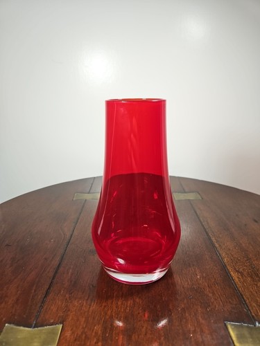 Vintage 70er Jahre Riihimaki Tamara Aladin rot Kunstglas Vase Finnland #1580