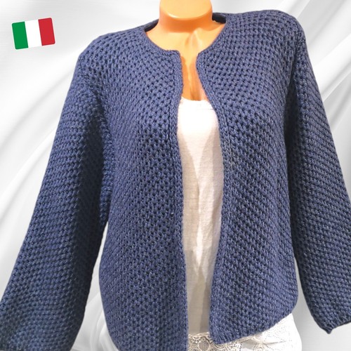 Italy Oversized Damen Cardigans Grobstrick Jacke flauschig Blau 36 38 40,42 NEU - Bild 4 von 22