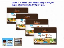 100g x 4 pcs, ISIKA - 7 Herbs Cool Herbal Soap + CoQ10 Super Clear Formula.