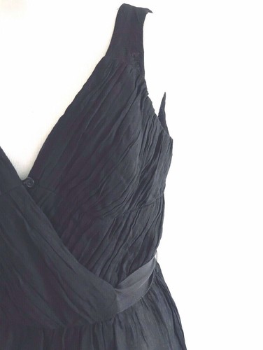 Veronika Maine Linen Blend Blouse Womens Size 12 Black Sleeveless V-neck Top - Picture 8 of 10