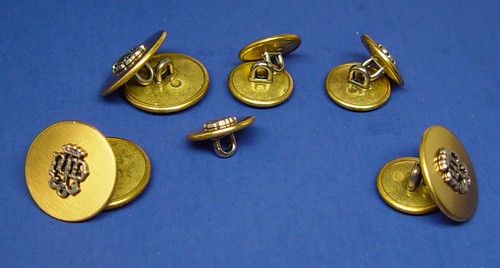 UNKNOWN BRAND REPLACEMENT BUTTONS 11 piece 2-TONE BUTTONS GOOD USED CONDITION. - Picture 3 of 7
