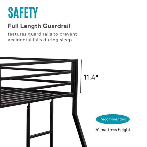Porter Black Twin Over Full Low Profile Metal Bunk Bed - Picture 4 of 8