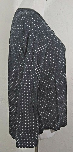 Croft and Barrow Womens Top Size PS Button Down Polka Dot Multicolor V Neck - Picture 2 of 5