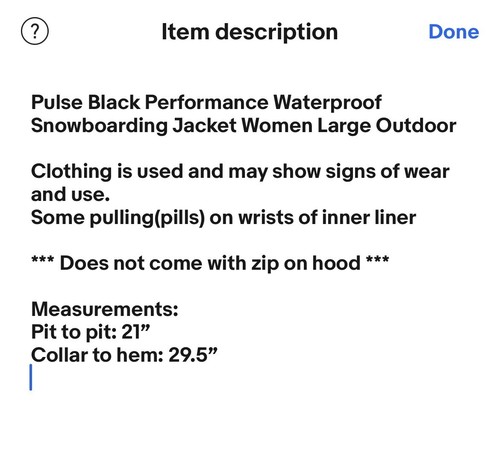 Pulse Black Performance Waterproof Snowboarding Jacket Women Large Outdoor - Picture 11 of 11