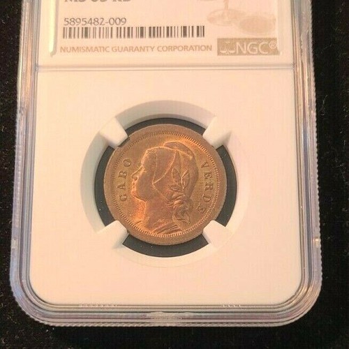 1930 CAPE VERDE 20 CENTAVOS LIBERTY HEAD NGC MS 63 RB BEAUTIFUL HIGH GRADE COIN - Picture 3 of 6