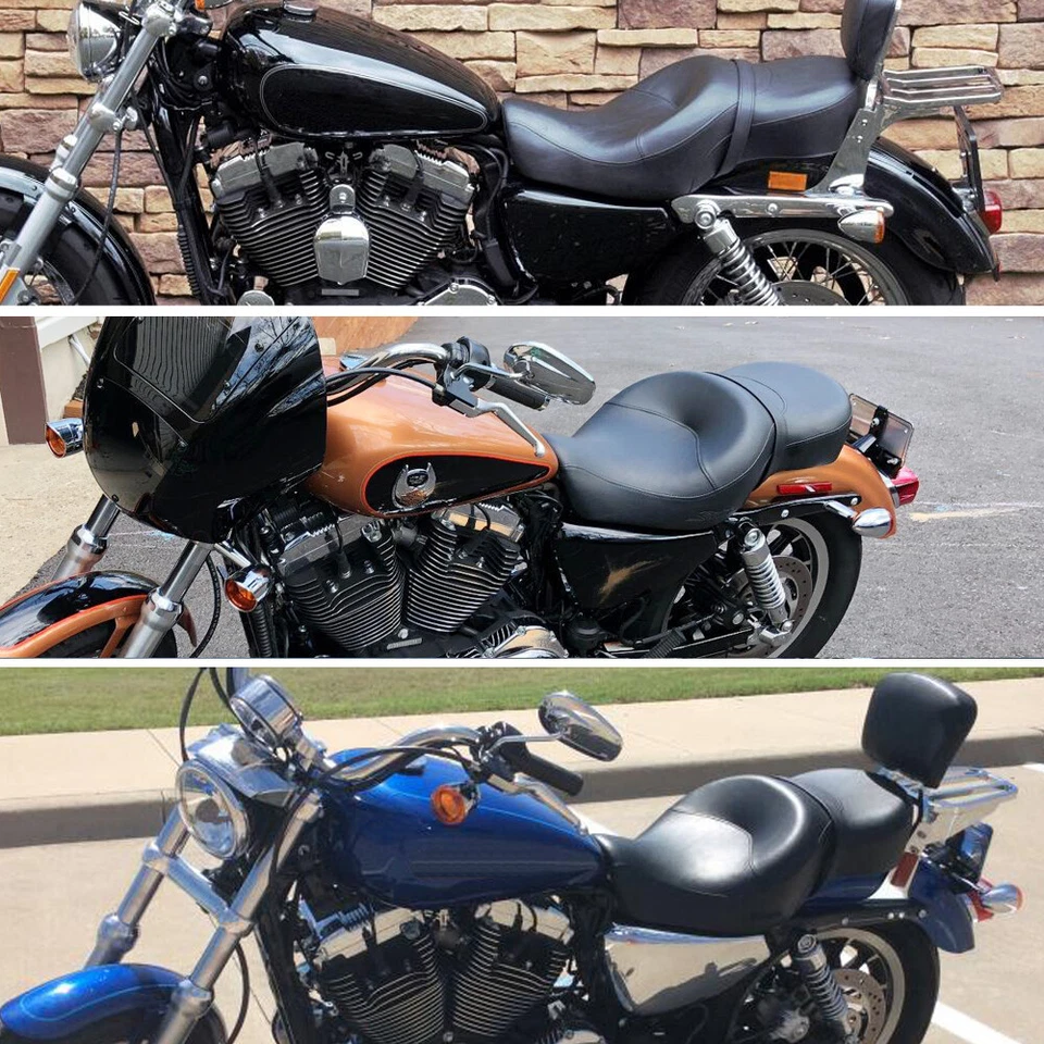 Assento profissional baixo passageiro motorista para Harley Iron 1200 883 Sportster XL 72 48 personalizado - Imagem 3 de 4