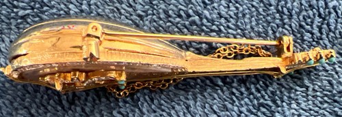VTG R. MANDLE MANDOLIN BROOCH FAUX PEARL & CLEAR STONES -SEE PHOTOS - Picture 8 of 11