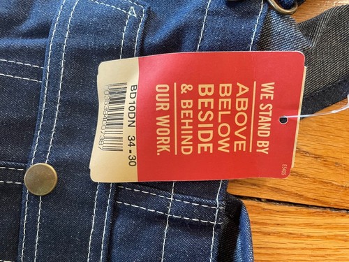 Red Kap Men's Blue Denim Bib Overall 34x30 BRAND NEW with TAGS - Picture 4 of 5