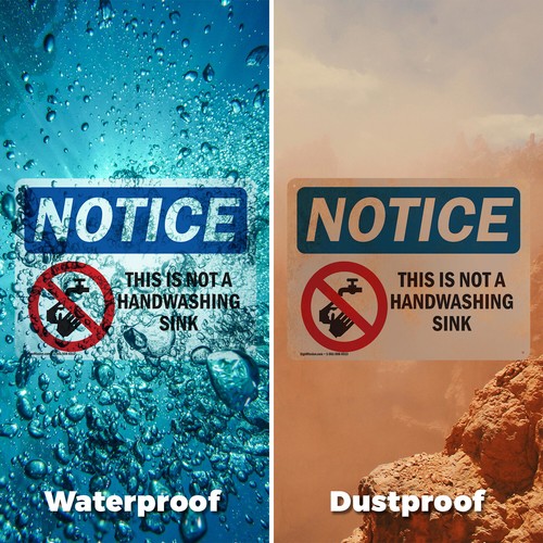 (Paquete de 2) This Is Not A Handwashing Fregadero OSHA Aviso Signo Calcomanía Metal Plástico - Imagen 6 de 21