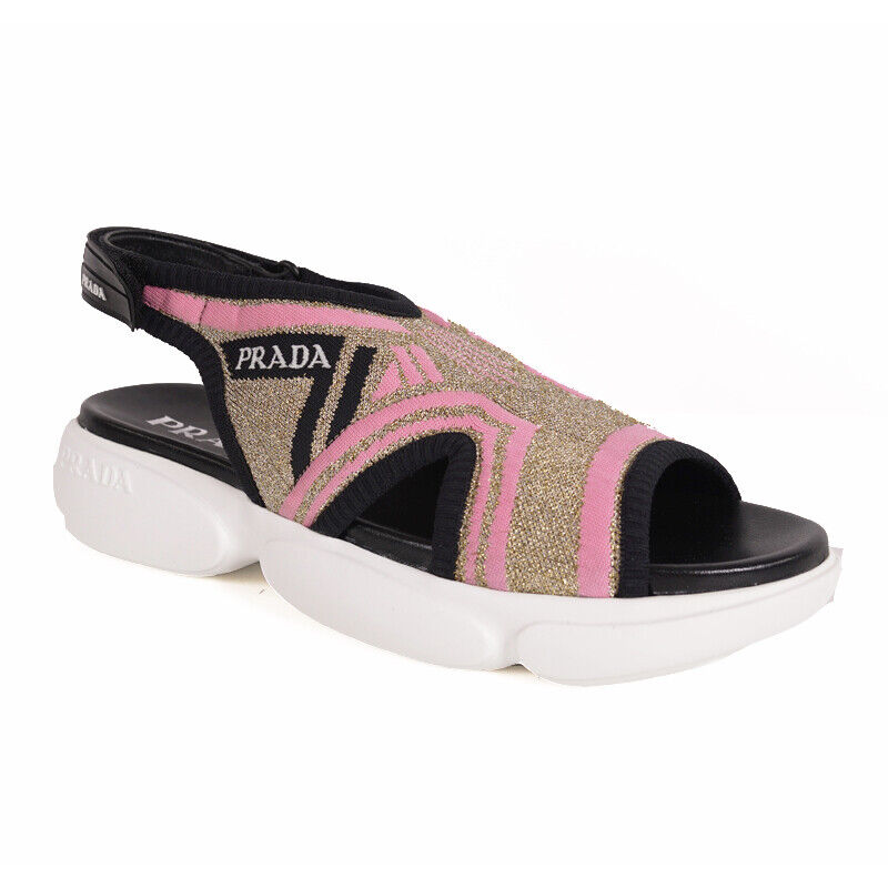 【PRADA】スリップ ピンク ☆セール中 !! sz 38 NEW $679 PRADA Women's Gold Pink LUREX KNIT Sporty