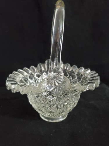ANTIGUA CESTA DE MANGO DE VIDRIO FENTON FIRMADA CRISTALERÍA COLECCIONABLE - Imagen 3 de 14