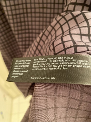 EILEEN FISHER Grey Black Plaid Check Windowpane Shift Side Slit Keyhole Dress XS - Picture 7 of 7