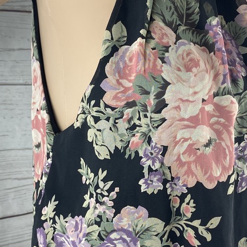 Maxi Vestido LuLu*s Negro Pequeño Rosa Floral Transparente Superposición Completamente Forrado Sin Mangas - Imagen 5 de 12