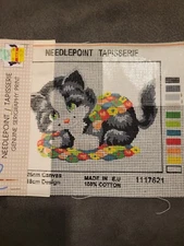 Grafitec Needlepoint Canvas, #1117621 Kitten, Genuine Serigraphy Print Greece