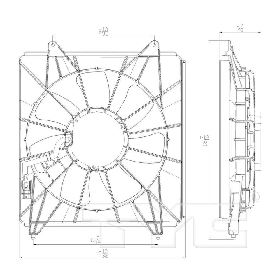 Conjunto de ventilador condensador de aire acondicionado TYC 611420 para Acura Honda Accord TLX 13-20 Foto 3 de 4