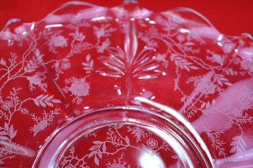 Chintz Fostoria Round Serving Cracker Platter Etched Flower Baroque Scallop 13 " - Picture 6 of 7