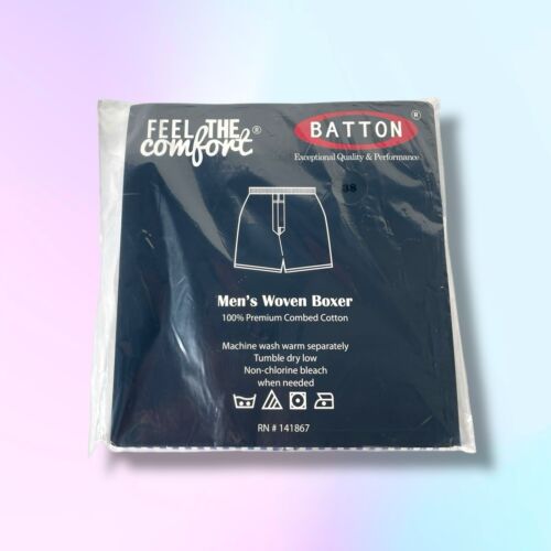 Batton Men’s Size 38 Woven Boxers 100% Combed Cotton 2 Pairs-Light Blue /Stripes - Picture 4 of 10