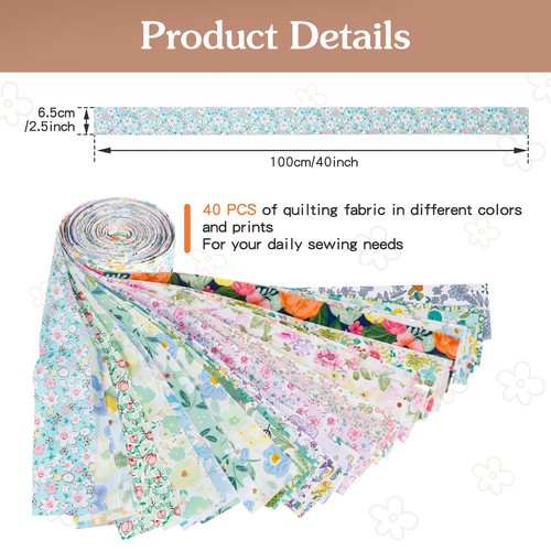 Cotton Strips Bundles Multipurpose Cotton Quilting Fabric Soft Jelly Roll gulEs - Picture 2 of 11