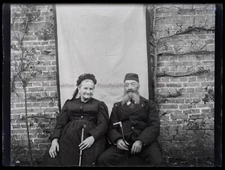 France Couple 1901 Photo Negative Glass Plate Vintage VR18L6N12