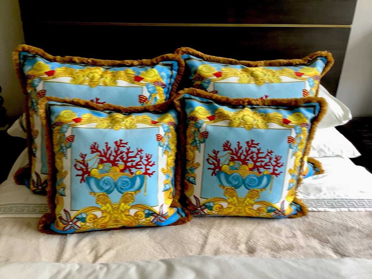 SET OF4 CUSTOM MADE VERSACE SEA SHELL PILLOWS 2 SZ18 18 2 SZ 22 22 VELVET