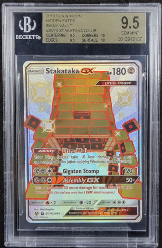 BGS 9.5 Stakataka GX SV74 Hidden Fates Card 2019 Sub Grades LOW POP PSA 10 - Picture 1 of 2