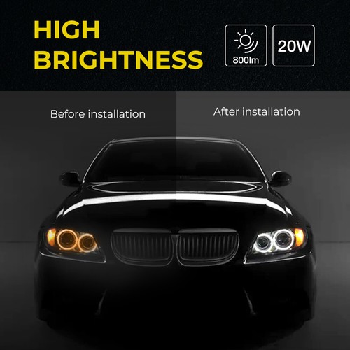 Fits BMW E60 E61 LCI w/ Xenon Headlight H8 LED Angel Eyes Halo Ring Lights White - Picture 5 of 10