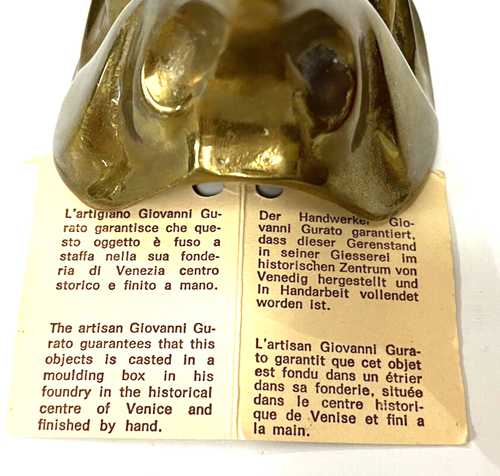 Giovanni Gurato Bronze Cerusico Carnival Mini Mask Venice Label /Authentication - Picture 4 of 4