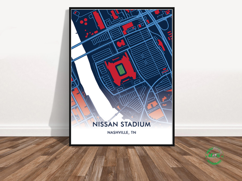 TENNESSEE TITANS Nissan Stadium Mapa de Ubicación NFL Estadio Decoración Artística - Imagen 2 de 6