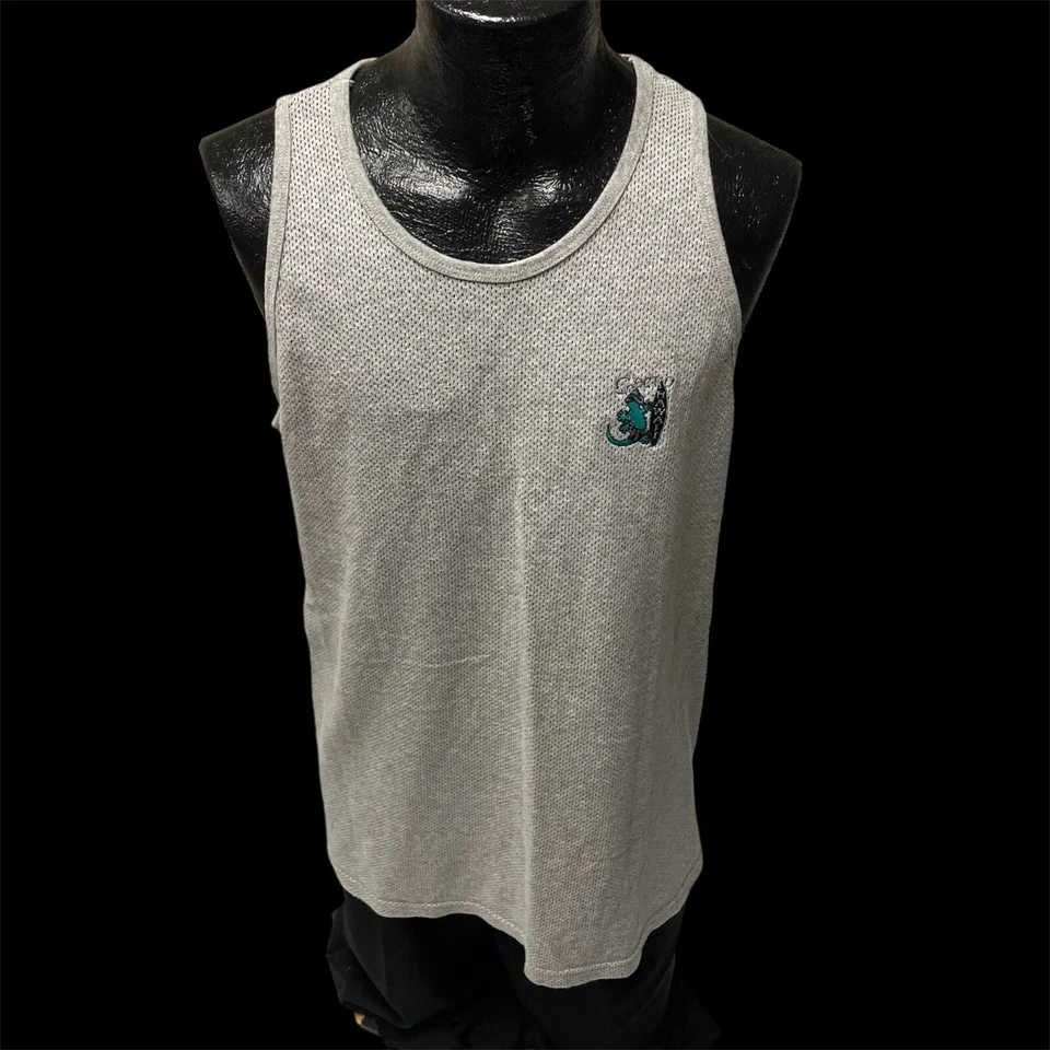 Vtg 80's GECKO Hawaii Lizard Logo Gray Mesh MUSCLE Shirt SURFER Skater Tank Top - Image 4 of 4