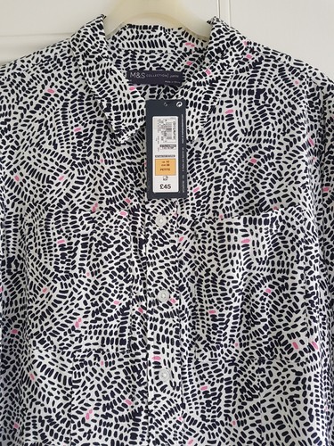 Marks & Spencer ladies New Petite Shirt dress .Size 10 black /Ivory mix. - Picture 4 of 5