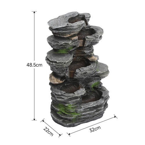 Solar Outdoor Garden Water Feature LED Statues Home Rock Cascading Fountain - Picture 4 of 12