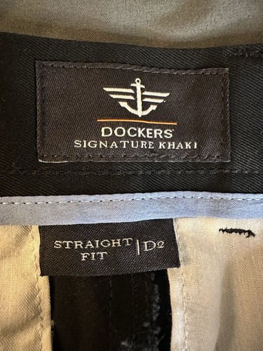 Dockers Mens Pants Khaki Black 29 Flat Front Straight Fit Signature Khaki - Picture 2 of 10