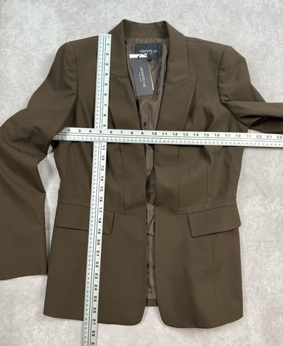 NWT Lafayette 148 New York Women’s Sz 8 Lapel Blazer Hook Closure Espresso Brown - Picture 2 of 14