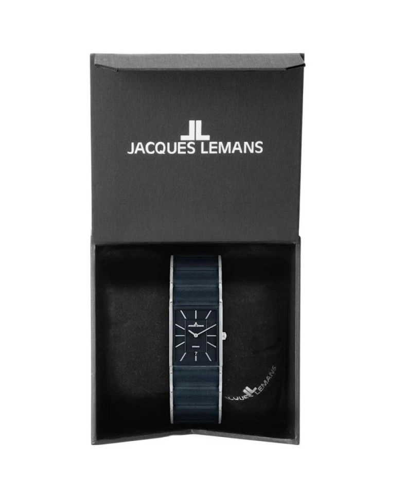 JACQUES LEMANS Hombres Analógico Cuarzo Informal Reloj Clásico Vestido Esfera Negra Impermeable Foto 3 de 4