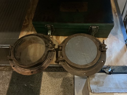 Vintage Messing Bullauge Lot 2 PREIS VORSCHLAGEN BITTE ALT UND SCHWER OBO - Bild 5 von 5