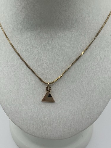 1/20 12K Gold Filled Cable Chain 10K EMB Gold Triangular Pendent Necklace - Picture 2 of 8