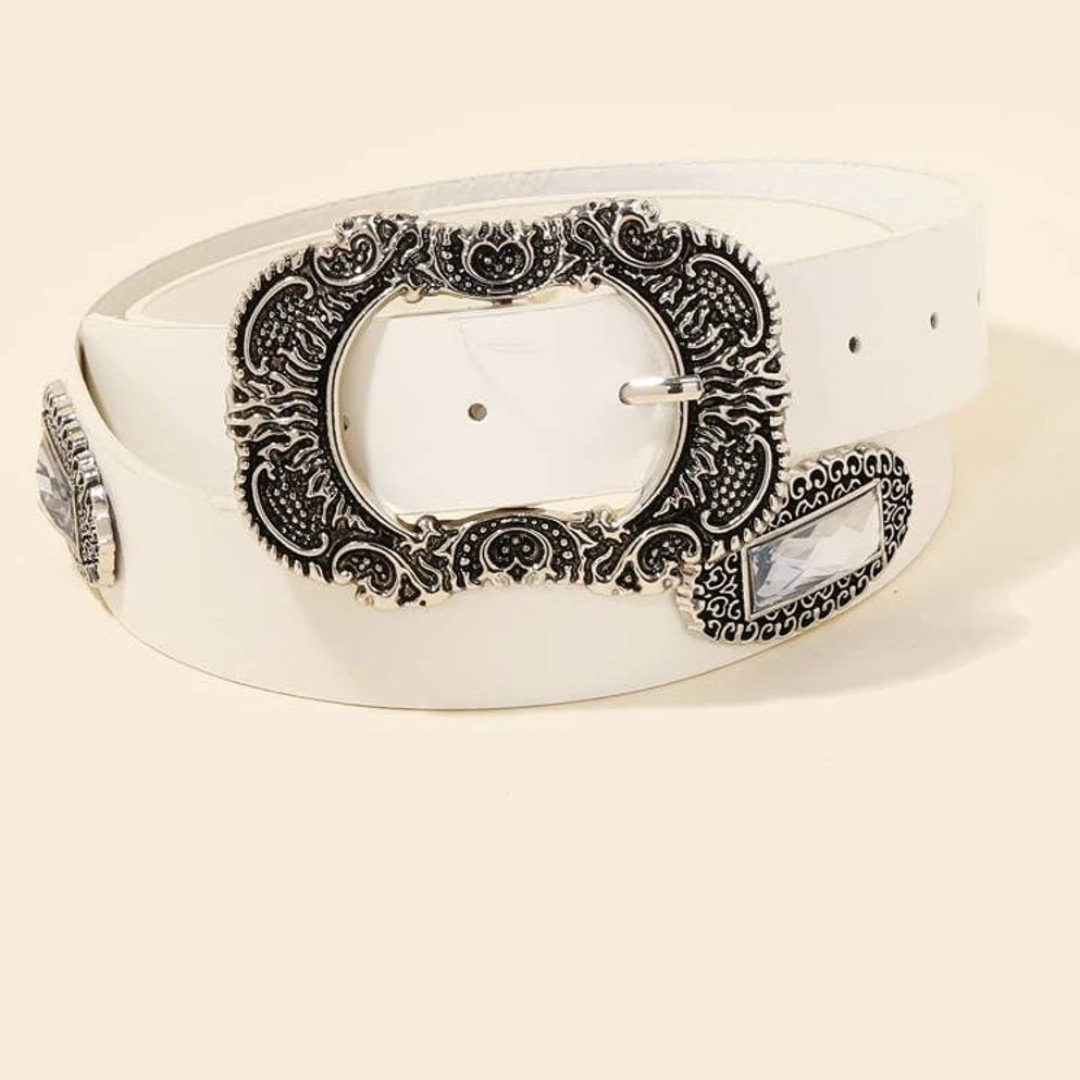 Leather Cowgirl White Belts for Women for sale | eBay display picture 3