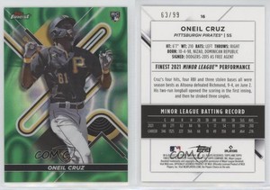 2022 Topps Finest Green Lava Refractor /99 Oneil Cruz #16 Rookie RC