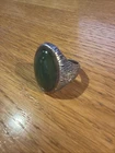 Vintage H Fred Skaggs Signed Handmade Sterling Silver Ring Jade Turquoise Color