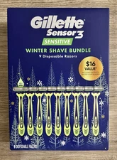 Gillette Sensor3 Sensitive Men’s 3-Blade Disposable Razors, 9-Count Holiday Pack