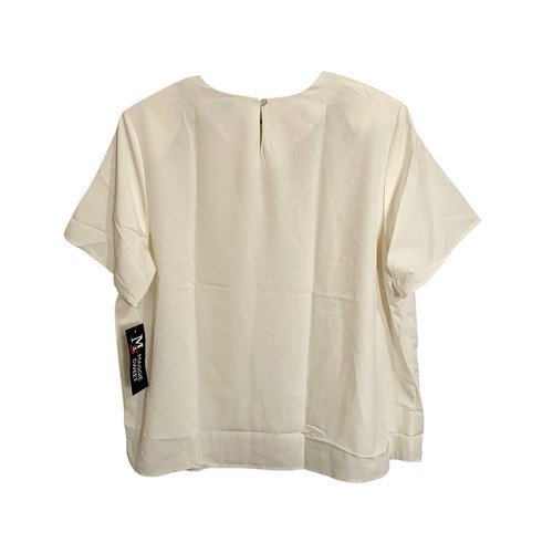 Maggie Sweet Top Blouse Womens Size 2x Cream Beige Short Sleeve Pocket - Picture 4 of 6