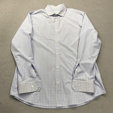 Mizzen and Main Shirt Mens XL Trim Fit Blue White Check Leeward Stretch Casual