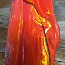 Beautiful Bright Red Rosarita Rough Red With Yellow Stripes 592 grams 