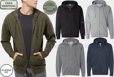 Mens Midweight Full-Zip Soft Blended Heathered Hooded Sweatshirt S-2XL NEW
