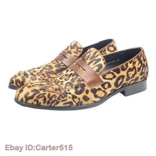 Zapatos Mocasines Para Hombre Estampado de Leopardo Transpirables Lujo Clásicos Sin Cordones de Cuero Nuevos - Imagen 5 de 18