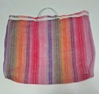 Mesh Mexican Mercado Large Tote Bag Pastel Stripe Reusable Shopping Bag 21 X 18