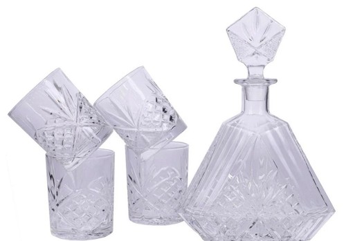 Cellar Premium 5 Piece Luxe Glass Carafe & 4 Tumbler Set - Brand New In Box - Picture 8 of 9