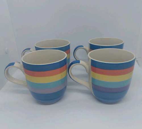 Mulberry Home Collection Brightly Multicolored Striped Coffee Cup Set Of 4 - Bild 6 von 19